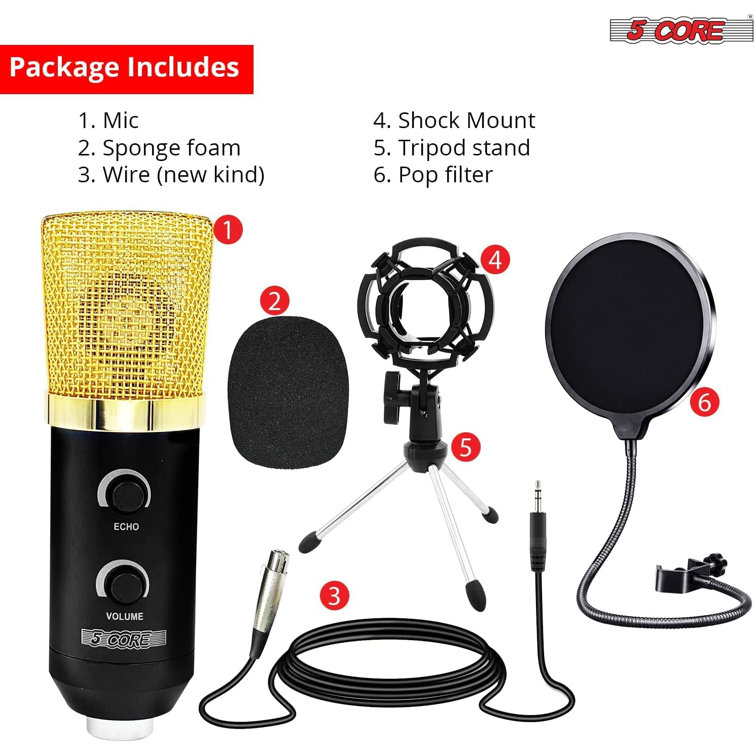 5 CORE 5Core Condenser Microphone Kit w/ Arm Stand Game Chat Audio